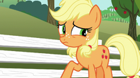Young Applejack thinking of another excuse S6E23