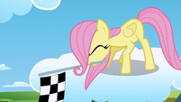 Filly Fluttershy with a checkered flag S1E23