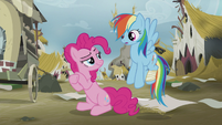 Pinkie Pie gives Rainbow a sly look S5E8