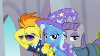 Spitfire, Trixie, and Maud look at the students S8E15