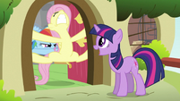 There must be a very good reason why Fluttershy cannot be encouraged into watching the dragons.