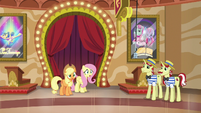 Applejack and Fluttershy hear incoming ponies S6E20