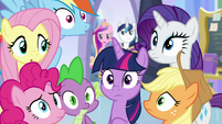 Cadance and Shining appear behind ponies S9E25