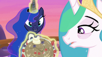 Princess Luna presents a plate of bad pancakes S7E10