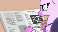 Silverstream doing a crossword puzzle S8E25