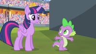 Spike asking Twilight to turn back time S4E24