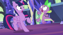 Spike shocked by his glowing scales S7E15