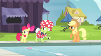 AJ, Apple Bloom and Granny hear Flim and Flam S4E20