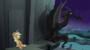 Applejack near dragon statue S4E03