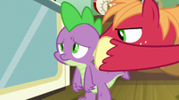 Spike still upset, Big Mac whispering idea.