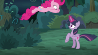 Pinkie pounces on fake Twilight from the bushes S8E13
