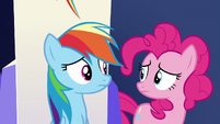 Rainbow and Pinkie look at each other S6E15