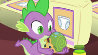 Spike holding Flurry Heart's Whammy S7E3