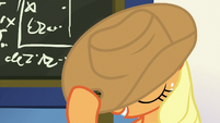 Applejack with her hat over her eyes S9E4