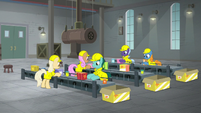 Factory workers on the assembly line S9E14