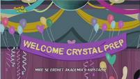 Friendship Games Welcome Crystal Prep banner - Albanian