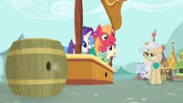 How does nopony notice the voice coming from the barrel?