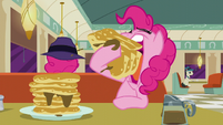 Pinkie shoveling pancakes into her mouth S6E9