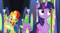 Twilight Sparkle rolling her eyes at Spike S8E8