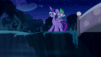 Twilight and Spike at a cliff S5E26