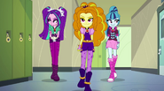 Dazzlings walk down the school hallway EG2