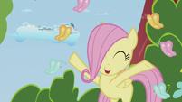 Filly Fluttershy frolicking with butterflies S5E25