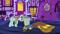 Janitor pony pushing a garbage can S8E18