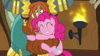 Pinkie Pie hugging Prince Rutherford's hair S8E2