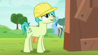 Sandbar looking at Rainbow's apple shed S8E9