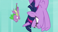 Twilight and Spike swooping down S8E11