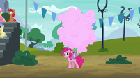 Pinkie, Spike, and giant cotton candy S6E7