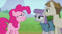 Pinkie Pie twisting her face at Mudbriar S8E3