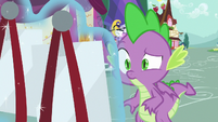 Spike looking at the V.I.P. passes S9E19