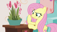 Fluttershy looking at the potted plant S7E12