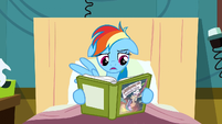 Rainbow Dash reading the book.