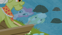 Reflections of Pinkie and Granny Smith on the river S4E09