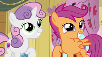 Sweetie Belle and Scootaloo smiling S6E4