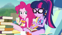 Pinkie Pie and Twilight drinking lemonade EGDS21