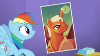 Rainbow looks at a poster complimenting it S5E19