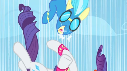 Rarity accidentally smacks Misty Fly S1E16