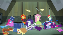 AJ is flat on her face. Pinkie be like "Hey, who turned out the lights?"