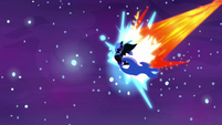 Nightmare Moon blasted by Daybreaker's magic S7E10