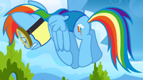 Rainbow Dash flying with her injured wing S3E7