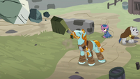 Rockhoof hurling boulders at the Sirens S7E26