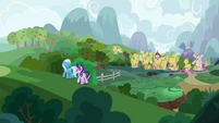 Trixie and Starlight climbing a hill S9E11