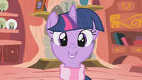 Twilight seems as excited as a filly on Hearth's Warming.