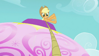 "Applejack will lower me down from this rope so I can cast the memory spell on her."