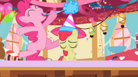 Pinkie looks really joyful when jumping.