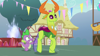Spike nudging Thorax toward the castle S7E15