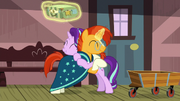 Starlight Glimmer and Sunburst hugging S7E24